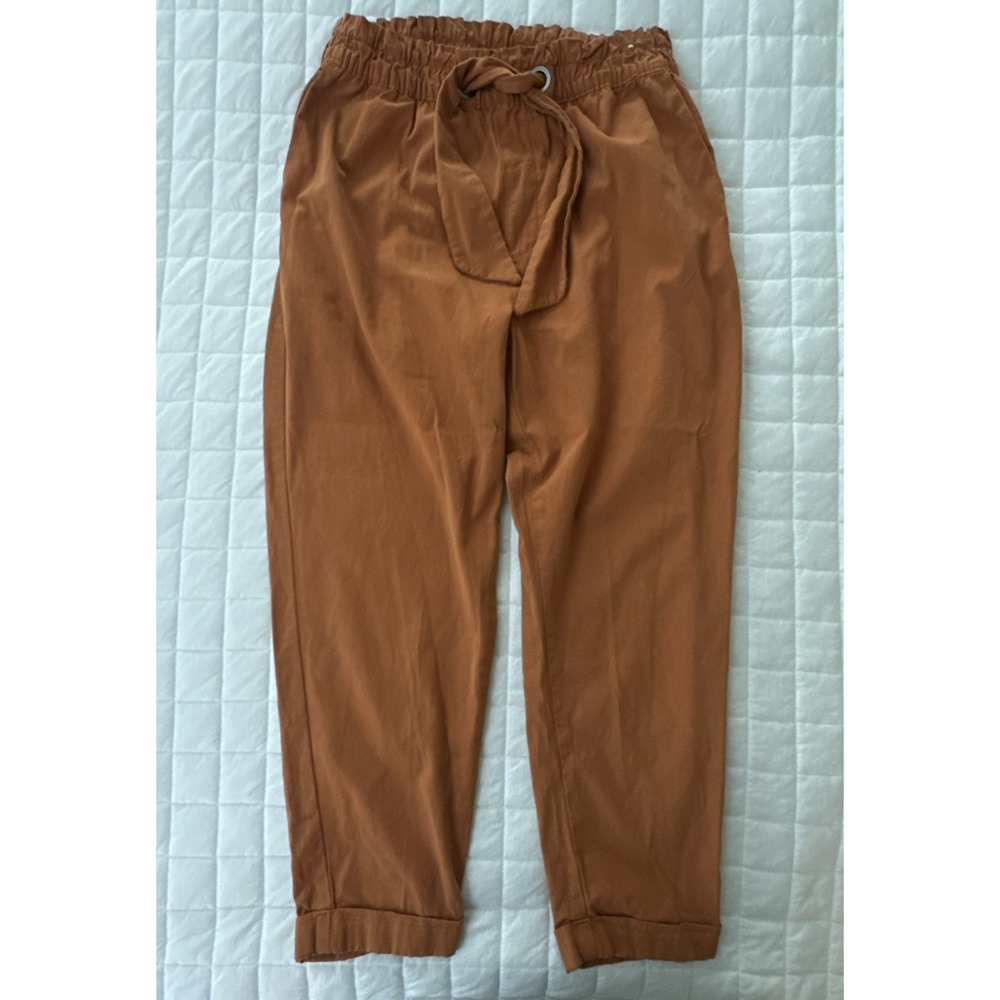 CORTELLE Pants Womens 42 US M Rust Brown Pull On Tie Waist Tapered Minimalist